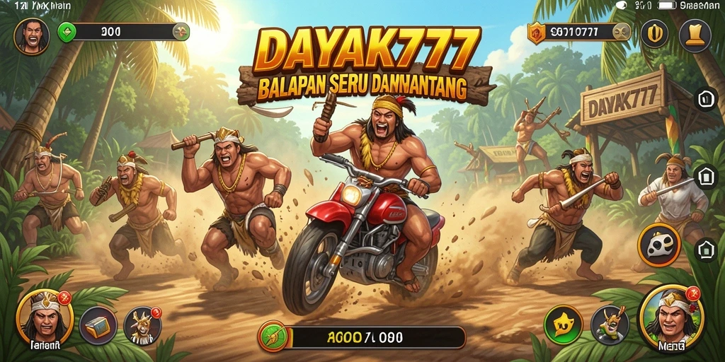 Tangkapan layar permainan DAYAK777 dengan aksi balapan mendebarkan.