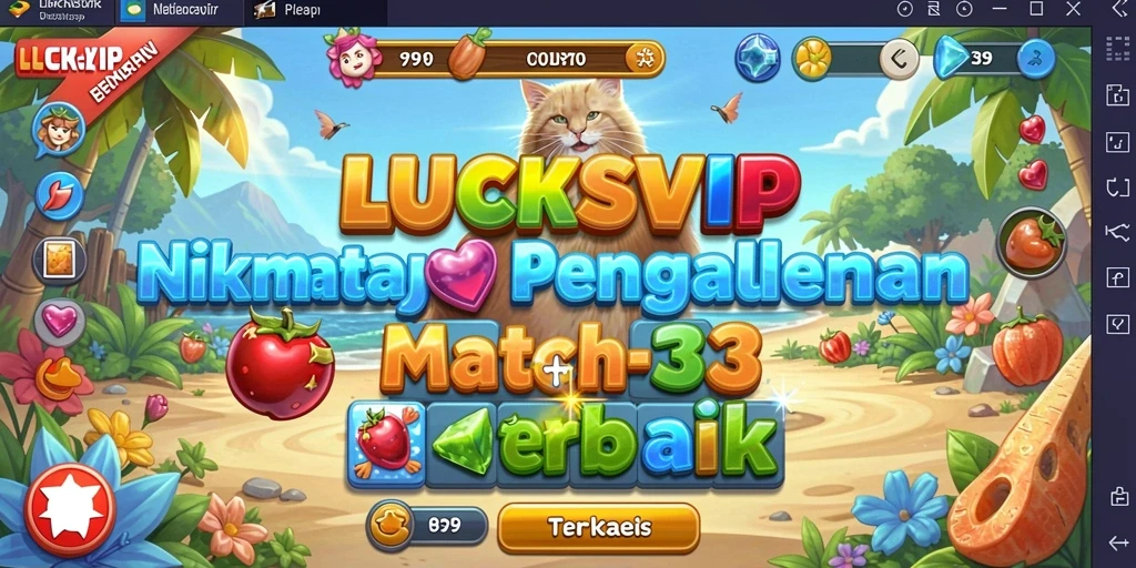 Screenshot utama LUCKSVIP menampilkan gameplay seru Match-3.
