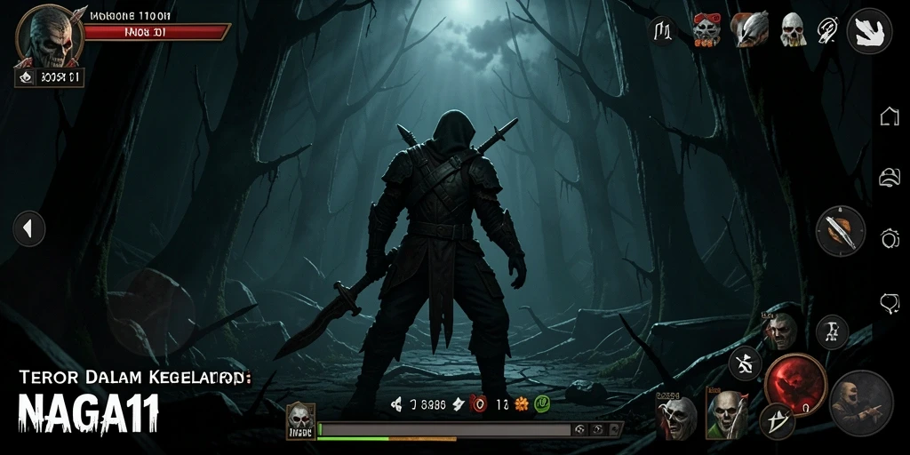 Tangkapan layar gameplay NAGA11 dengan suasana Horror yang menegangkan.