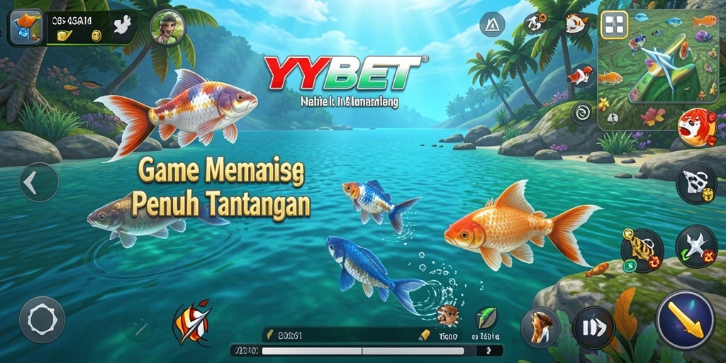 Tampilan gameplay menarik di <strong>YYBET</strong> saat memancing ikan.